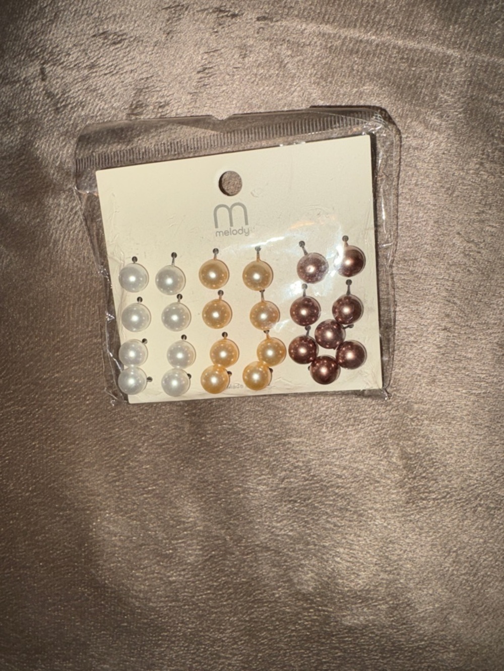 Melody Faux Pearl Earring Set - White, Champagne, Brown